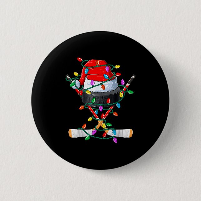 Christmas Hockey Xmas Santa Srts Hat Ball Kids Boy Knapp (Framsida)