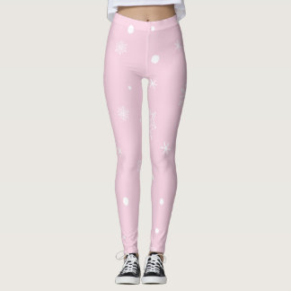 Christmas Holiday Aesthetic Snowflake Pink Leggings