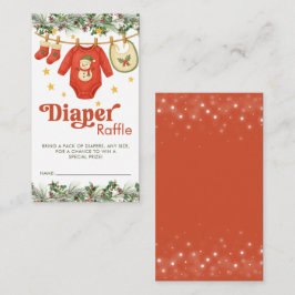 Christmas Holiday Baby Shower Diaper Raffle Ticket Tilläggskort