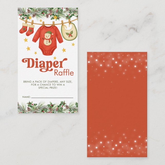 Christmas Holiday Baby Shower Diaper Raffle Ticket Tilläggskort (Fram/baksida)