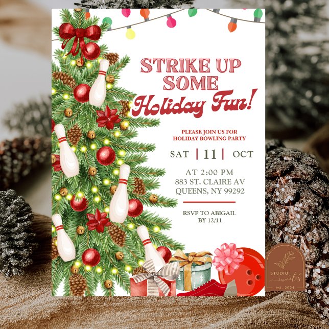 Christmas Holiday Bowling Party Inbjudningar (Skapare uppladdad)