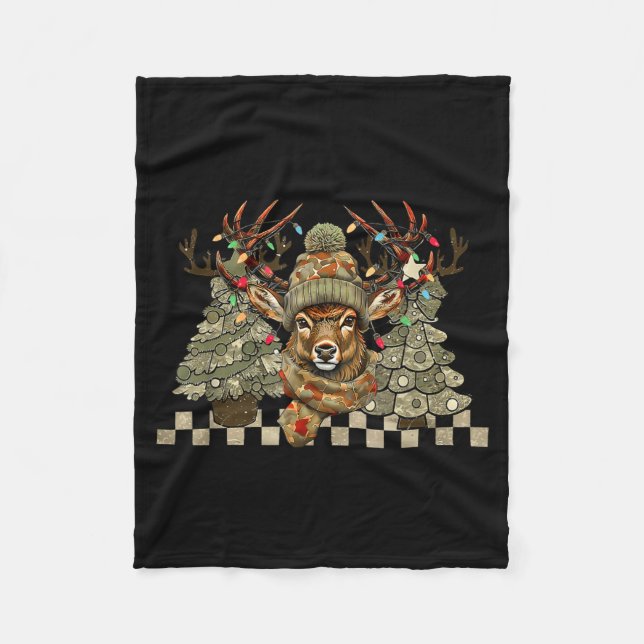 Christmas Holiday Camo Hunting Reindeer Deer Xmas  Fleecefilt (Framsidan)