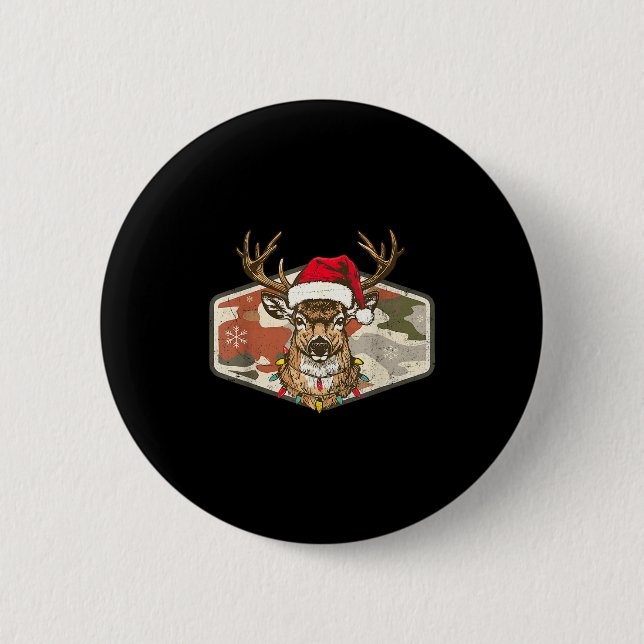 Christmas Holiday Camo Hunting Reindeer Deer Xmas  Knapp (Framsida)