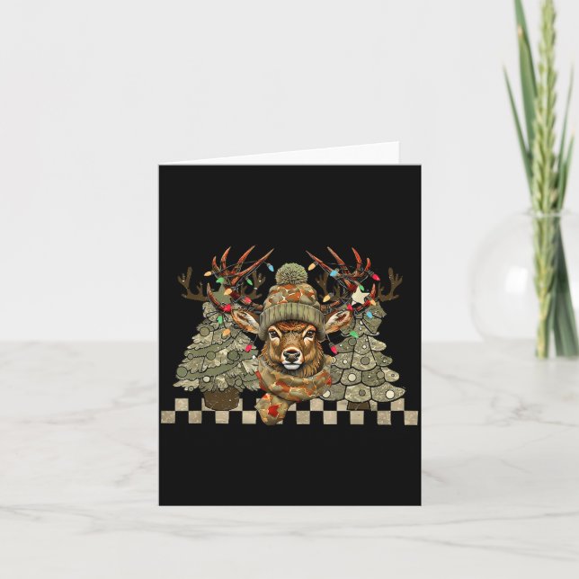 Christmas Holiday Camo Hunting Reindeer Deer Xmas  Kort (Framsida)