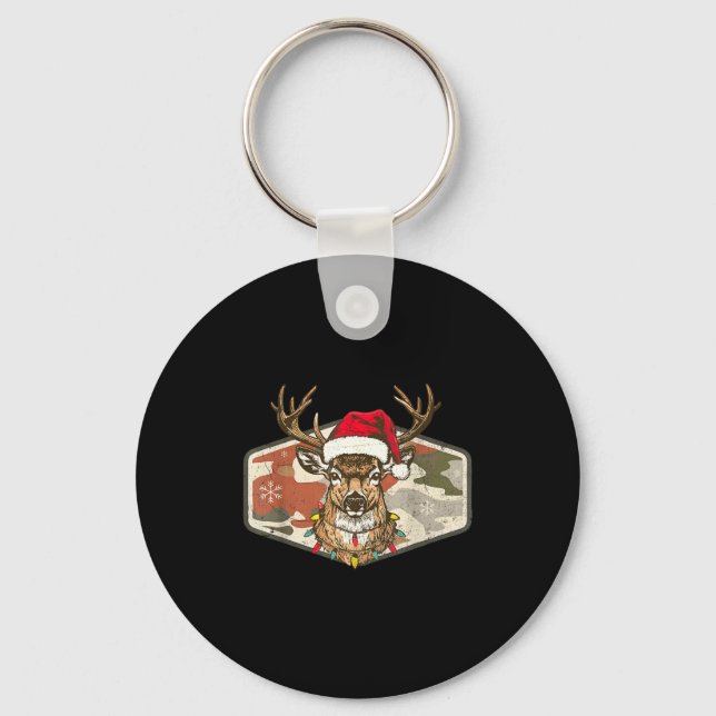 Christmas Holiday Camo Hunting Reindeer Deer Xmas  Nyckelring (Framsida)