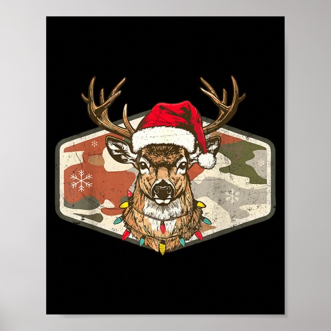 Christmas Holiday Camo Hunting Reindeer Deer Xmas  Poster (Framsidan)