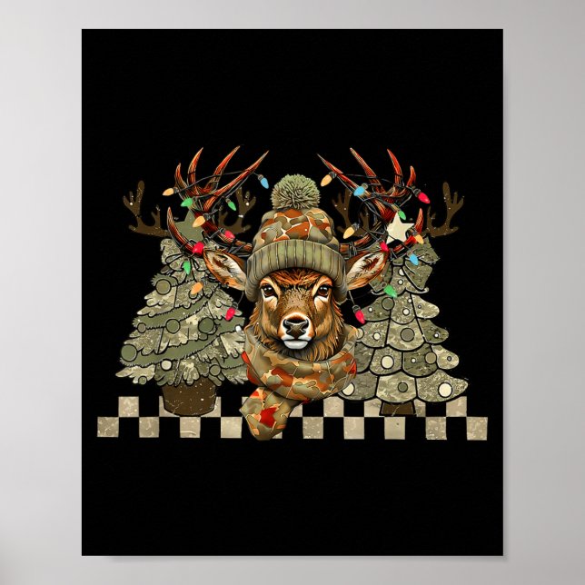 Christmas Holiday Camo Hunting Reindeer Deer Xmas  Poster (Framsidan)