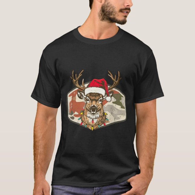 Christmas Holiday Camo Hunting Reindeer Deer Xmas  T Shirt (Framsida)