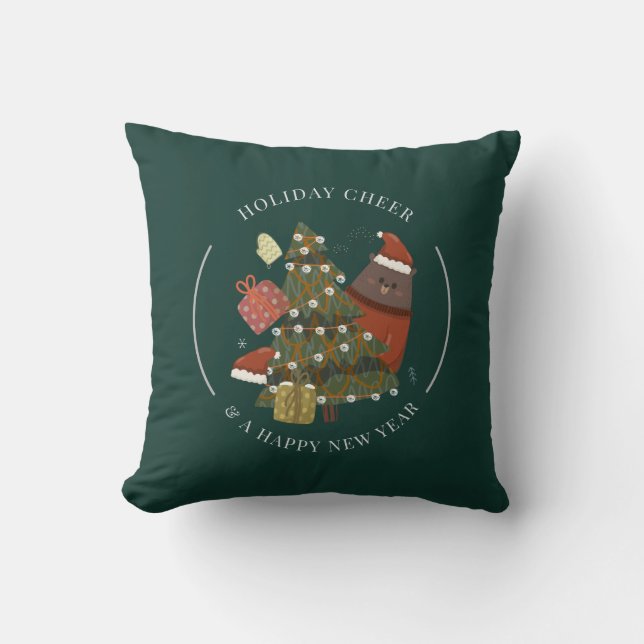Christmas Holiday Cheer Modern Whimsical Kudde (Framsida)