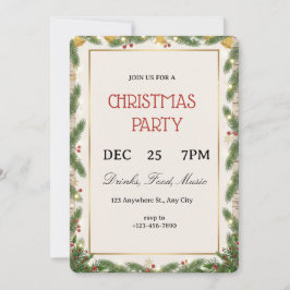 Christmas holiday cocktail party green bow modern  inbjudningar