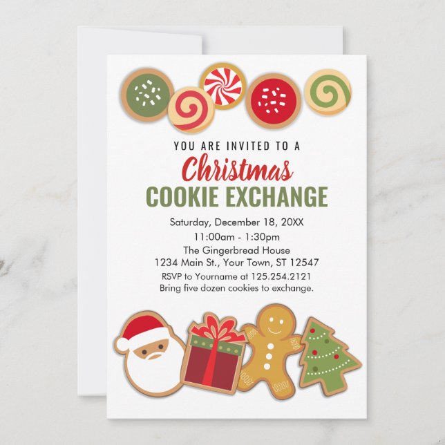 Christmas Holiday Cookie Exchange Invitation Inbjudningar (Framsida)