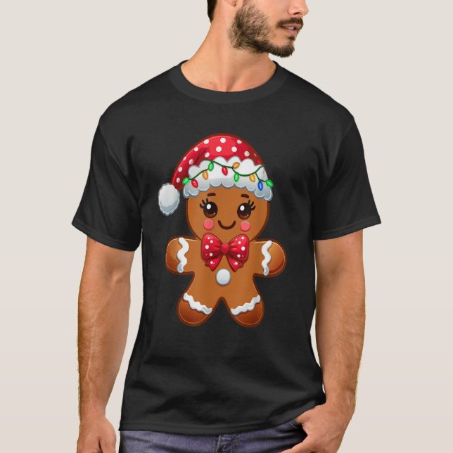 Christmas Holiday Cute Gingerbread Man Baking Love T Shirt (Framsida)