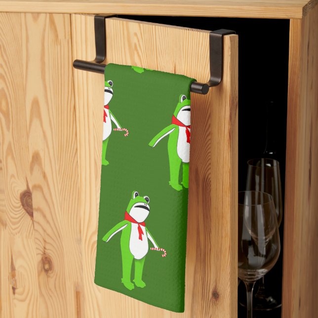 Christmas Holiday Frog Gift Kitchen Towel Kökshandduk (Thirds Fold)