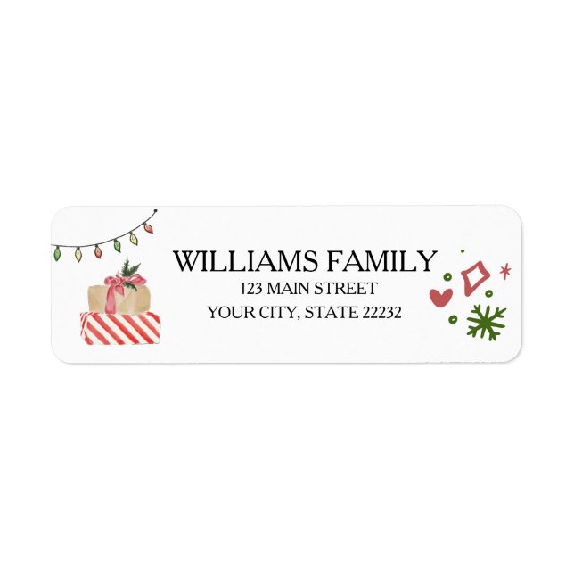 Christmas Holiday Gift  Address Label Returadress Etikett (Framsidan)