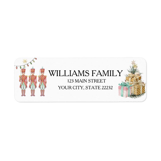 Christmas Holiday Nutcracker Address Label Returadress Etikett (Framsidan)
