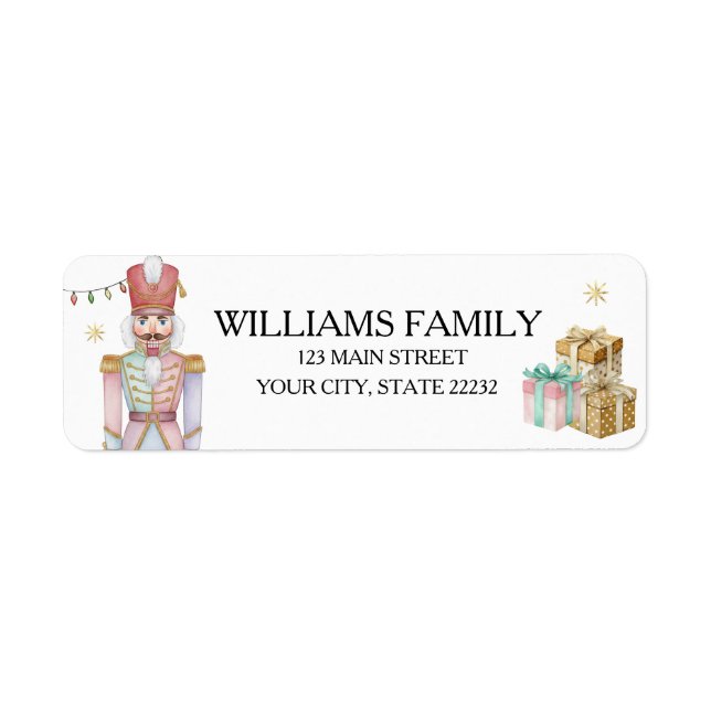 Christmas Holiday Nutcracker Address Label Returadress Etikett (Framsidan)
