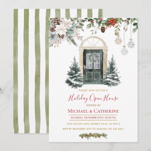 Christmas Holiday Open House Invitation Inbjudningar (Fram/baksida)