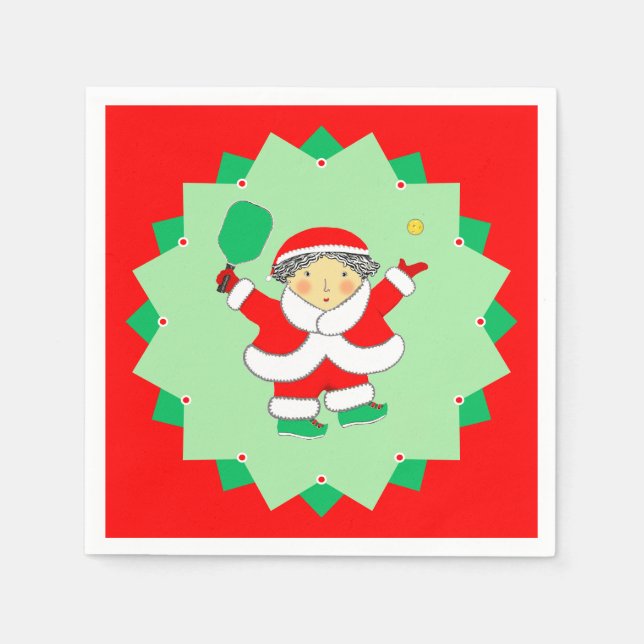 Christmas Holiday Pickleball Party Pappersservett (Framsidan)