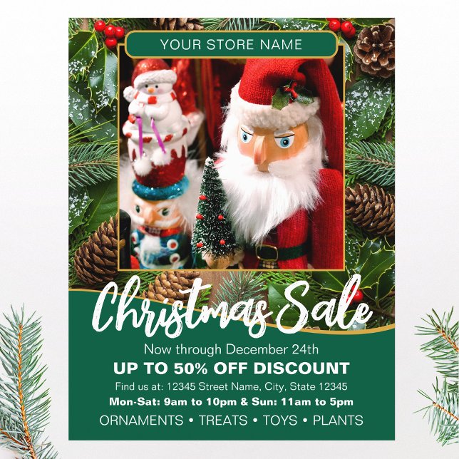Christmas Holiday Sale Custom Photo Green Business Reklamblad (Skapare uppladdad)