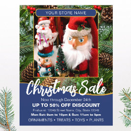 Christmas Holiday Sale Custom Photo Navy Business Reklamblad