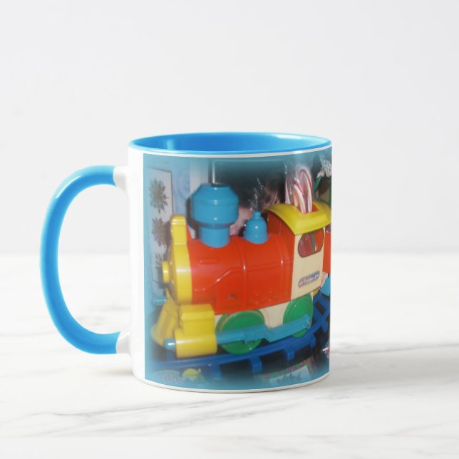 Christmas Holiday Toy Train Customize Personalize Mugg (Vänster)