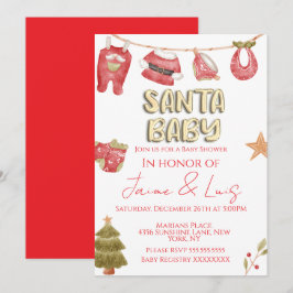 Christmas Holiday Tree Santa Boy Baby Shower Inbjudningar