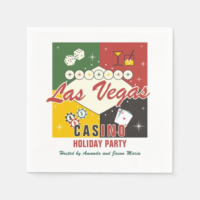 Christmas Holiday Vegas Casino Poker Night Party Pappersservett (Framsidan)