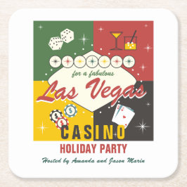 Christmas Holiday Vegas Casino Poker Night Party Underlägg Papper Kvadrat