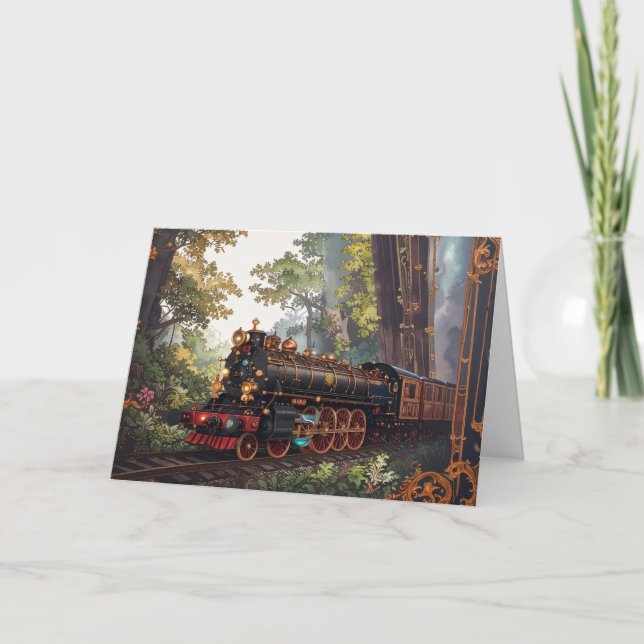 Christmas Holiday Victorian Elegant Steam Train  Helgkort (Framsida)