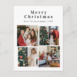 Christmas holidays Modern Typography Four-Photo Helg Vykort