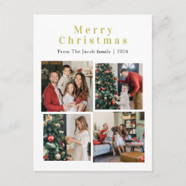 Christmas holidays Modern Typography Four-Photo Helg Vykort