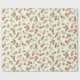 Christmas Holly Berries & Pine Seamless Pattern Presentpapper