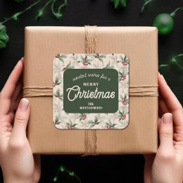 Christmas Holly Berry Homemade Food Holiday Baking Fyrkantigt Klistermärke