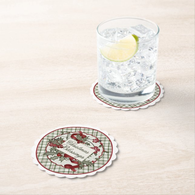 Christmas-Holly-CHRISTMAS-BLESSINGS-Paper Coaster Underlägg Papper (Insitu)