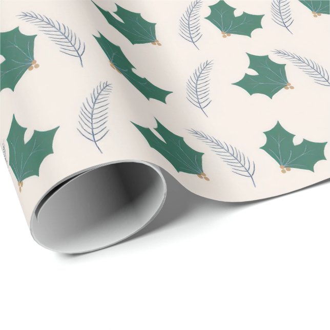 Christmas Holly gift wrap Presentpapper (Rullad Hörn)