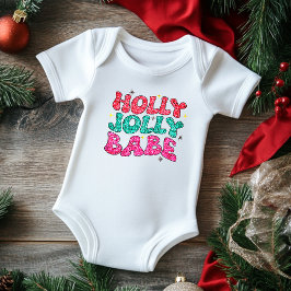 Christmas Holly Jolly Baby Modern Glitter Skrift T Shirt