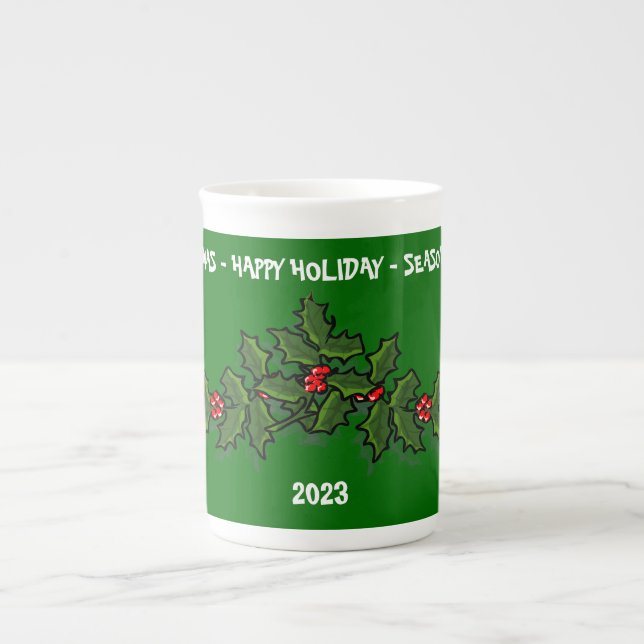 Christmas Holly Specialty Mug Benporslin Mugg (Framsidan)