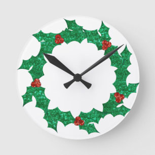 Christmas holly wans rund klocka