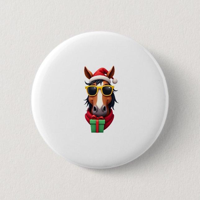 Christmas Horse Back Riding Santa Xmas Women Girls Knapp (Framsida)