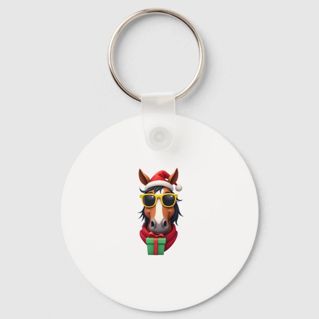 Christmas Horse Back Riding Santa Xmas Women Girls Nyckelring (Framsida)