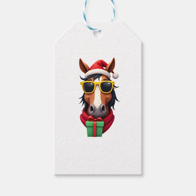 Christmas Horse Back Riding Santa Xmas Women Girls Presentetikett (Framsidan)