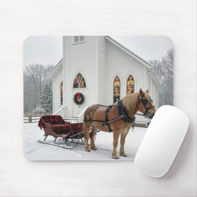 Christmas Horse-Drawn Sleigh Waiting By a Chapel Musmatta (Med mus)