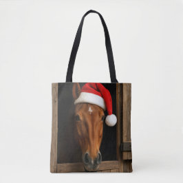 Christmas Horse In Stable Window Tygkasse