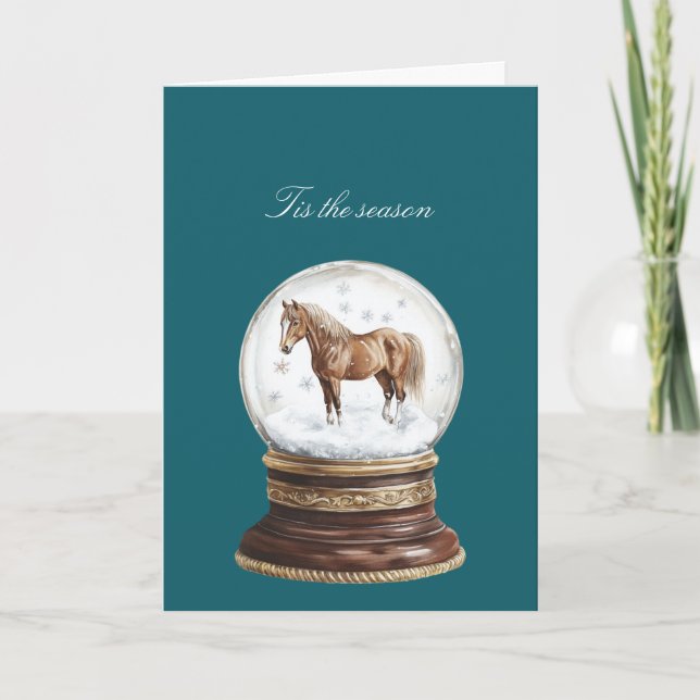 Christmas Horse Snowflakes Globe Kort (Framsida)