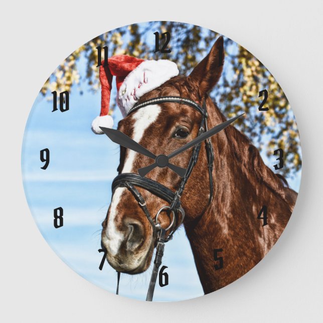 Christmas horse with hat stor klocka (Framsida)