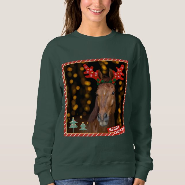 christmas horsie sweater t shirt (Framsida)