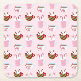 Christmas Hot Cocoa Pattern Underlägg Papper Kvadrat