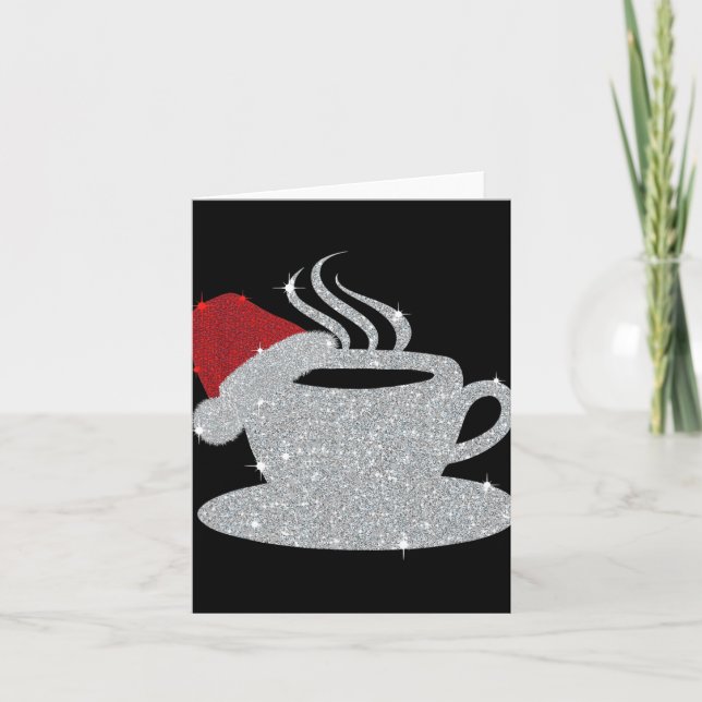 Christmas Hot Coffee Cup Santa's Hat Xmas Holidays Kort (Framsida)