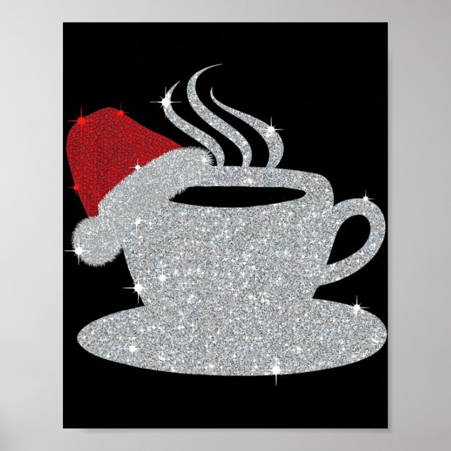 Christmas Hot Coffee Cup Santa's Hat Xmas Holidays Poster (Framsidan)