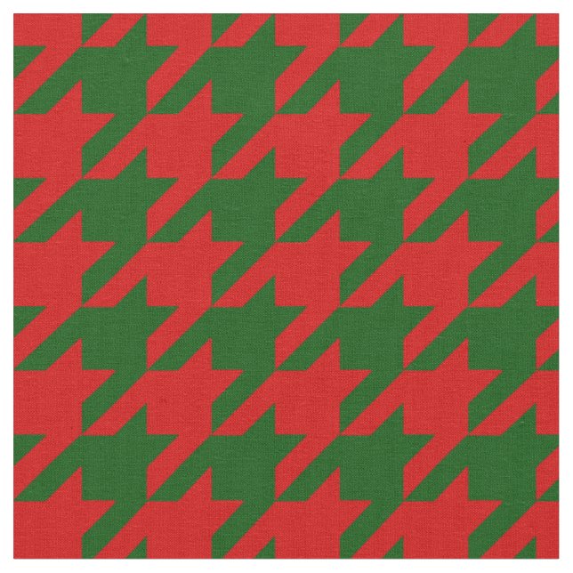christmas Houndstooth Tyg (Närbild)